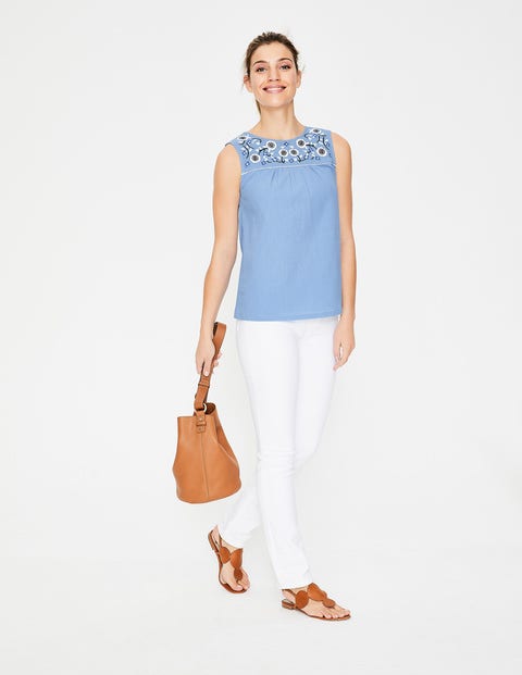 Portia Embroidered Top - Hazy Blue Portia Embroidered Top - Hazy Blue