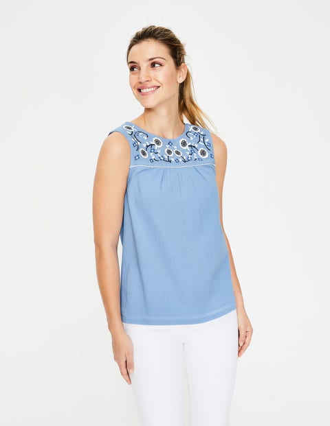 Portia Embroidered Top - Hazy Blue Portia Embroidered Top - Hazy Blue
