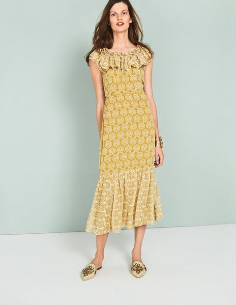 Allegra Midi Dress - Pollen, Chrysanthemum Geo Allegra Midi Dress - Pollen, Chrysanthemum Geo