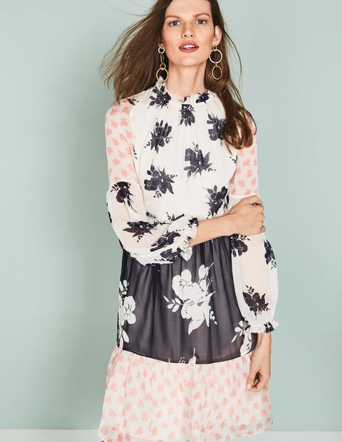 Jemima Ruffle Dress - Pearl Wild Bloom Mono Jemima Ruffle Dress - Pearl Wild Bloom Mono