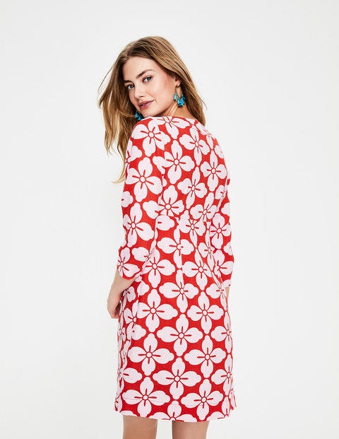 Casual Linen Tunic - Red Pop Floral Tile Casual Linen Tunic - Red Pop Floral Tile