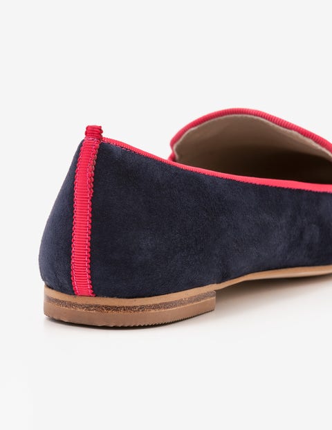 Elsie Embroidered Slippers - Navy Elsie Embroidered Slippers - Navy