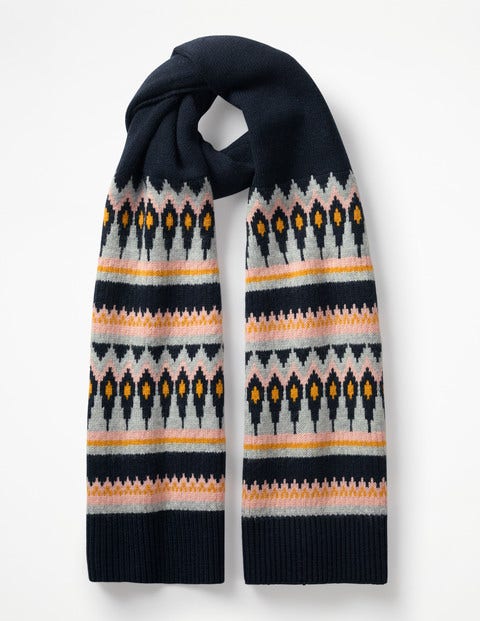 Fair-Isle-Schal - Navy/Senfgelb Fair-Isle-Schal - Navy/Senfgelb
