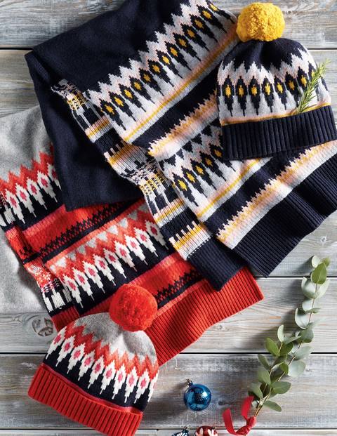 Fair-Isle-Schal - Navy/Senfgelb Fair-Isle-Schal - Navy/Senfgelb