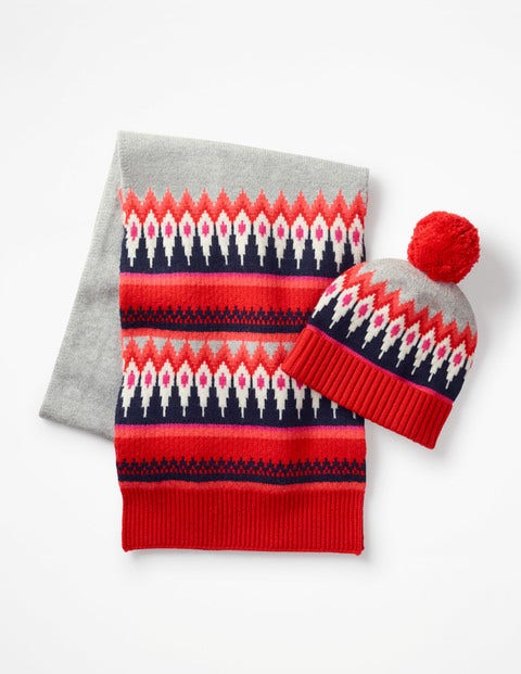 Fair-Isle-Mütze - Silber Melange Fair-Isle-Mütze - Silber Melange