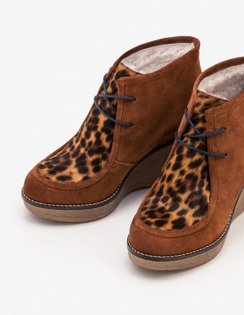 Brundall Wedge Boots - Tan Leopard Brundall Wedge Boots - Tan Leopard
