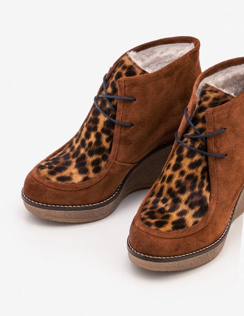 Brundall Wedge Boots - Tan Leopard Brundall Wedge Boots - Tan Leopard
