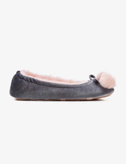 Velvet Pompom Slippers - Breeze Velvet Pompom Slippers - Breeze