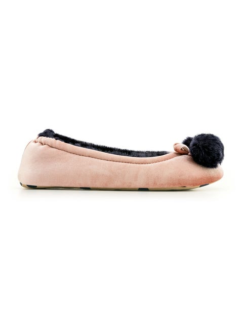 Velvet Pompom Slippers - Milkshake Velvet Pompom Slippers - Milkshake