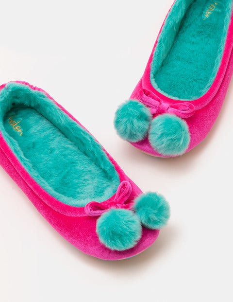 Velvet Pompom Slippers - Pop Pansy Velvet Pompom Slippers - Pop Pansy