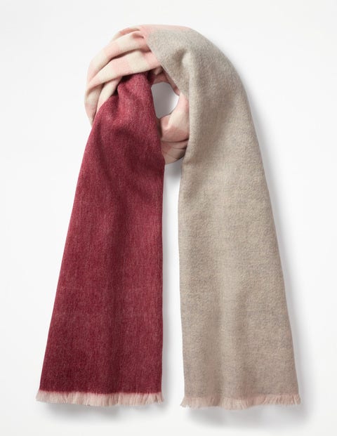 Colourful Wool Scarf - Mulled Wine and Grey Melange Colourful Wool Scarf - Mulled Wine and Grey Melange