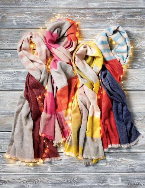 Colourful Wool Scarf - Mulled Wine and Grey Melange Colourful Wool Scarf - Mulled Wine and Grey Melange