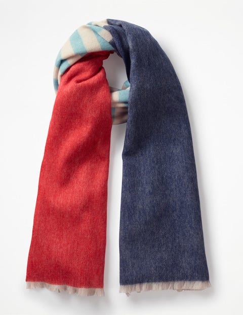 Colourful Wool Scarf - Navy and Post Box Red Colourful Wool Scarf - Navy and Post Box Red