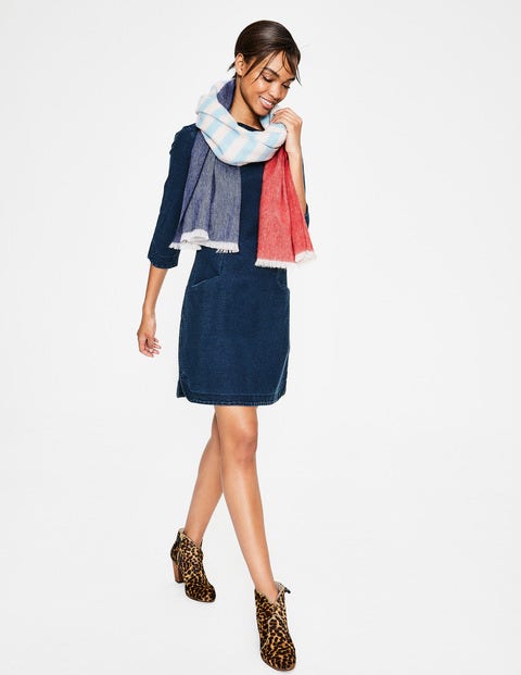 Colourful Wool Scarf - Navy and Post Box Red Colourful Wool Scarf - Navy and Post Box Red
