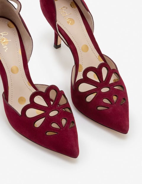 burgundy mid heels