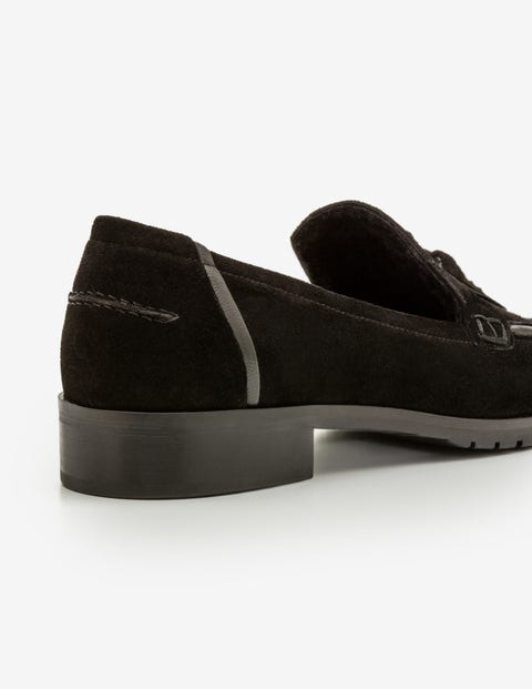 Aria Shearling Loafers - Black