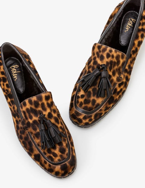 Aria Lammfell-Loafer - Hellbraun, Leopardenmuster Aria Lammfell-Loafer - Hellbraun, Leopardenmuster