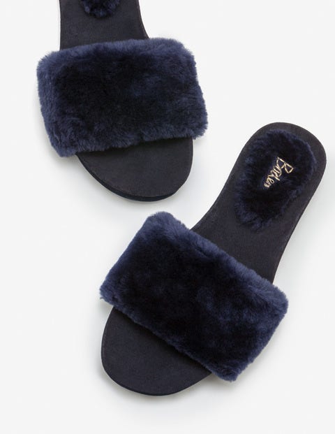 Shearling Slides - Navy Shearling Slides - Navy