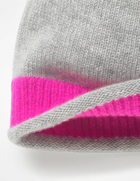 Cashmere Hat - Grey Melange/Pop Pansy Cashmere Hat - Grey Melange/Pop Pansy