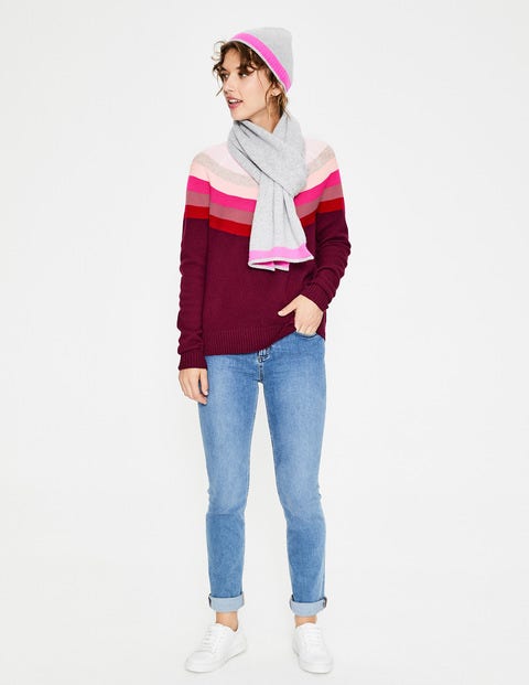 Cashmere Scarf - Grey Melange/Pop Pansy Cashmere Scarf - Grey Melange/Pop Pansy