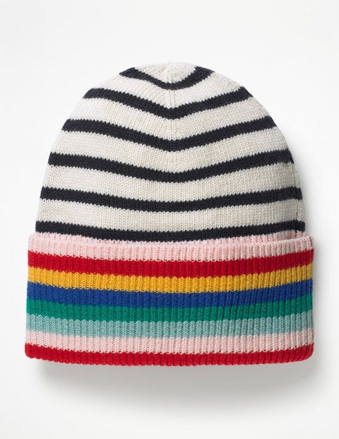 Stripe Detail Hat - Ivory and Navy Stripe Stripe Detail Hat - Ivory and Navy Stripe
