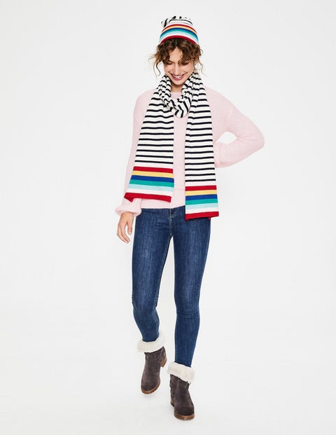 Stripe Detail Hat - Ivory and Navy Stripe Stripe Detail Hat - Ivory and Navy Stripe