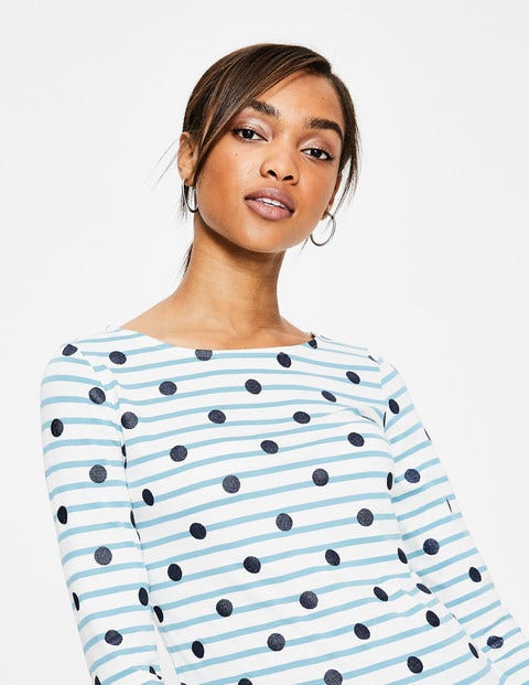 Statement-Bretonshirt - Navy, Glitzertupfen Statement-Bretonshirt - Navy, Glitzertupfen