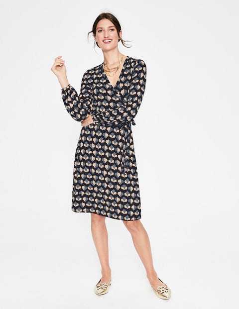 Elodie Jersey Wrap Dress - Black Oak Leaf Elodie Jersey Wrap Dress - Black Oak Leaf
