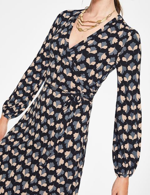 Elodie Jersey Wrap Dress - Black Oak Leaf Elodie Jersey Wrap Dress - Black Oak Leaf