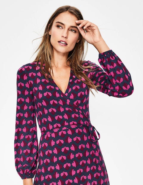 Elodie Jersey Wrap Dress - Navy Oak Leaf Elodie Jersey Wrap Dress - Navy Oak Leaf
