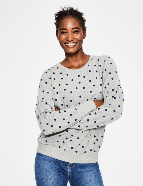 Renee Sweatshirt - Grey Marl Flocked Spot Renee Sweatshirt - Grey Marl Flocked Spot