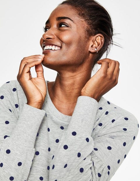Renee Sweatshirt - Grey Marl Flocked Spot Renee Sweatshirt - Grey Marl Flocked Spot
