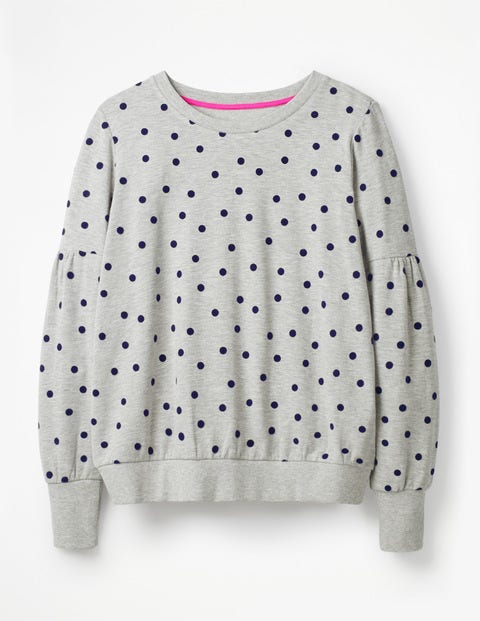 Renee Sweatshirt - Grey Marl Flocked Spot Renee Sweatshirt - Grey Marl Flocked Spot