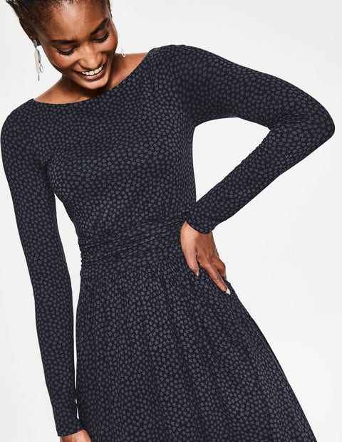 Lucille Jersey Midi Dress - Black/Whale Grey Petal Lucille Jersey Midi Dress - Black/Whale Grey Petal