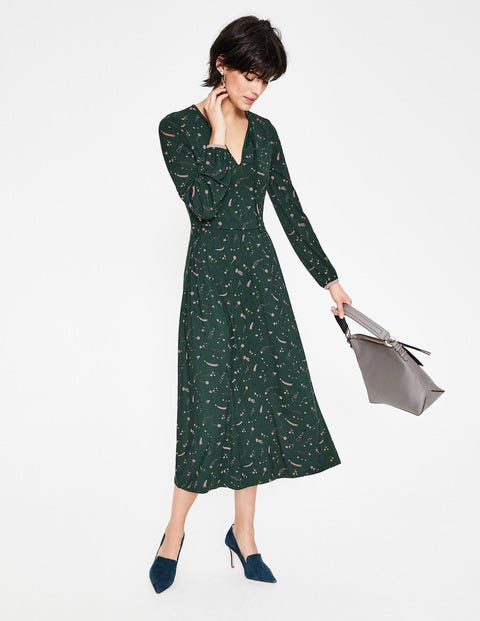 Flora Jersey Midi Dress - Chatsworth Green Cosmic Flora Jersey Midi Dress - Chatsworth Green Cosmic