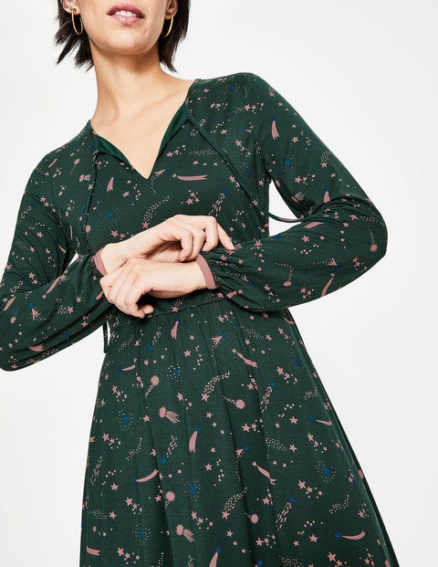 Flora Jersey Midi Dress - Chatsworth Green Cosmic Flora Jersey Midi Dress - Chatsworth Green Cosmic