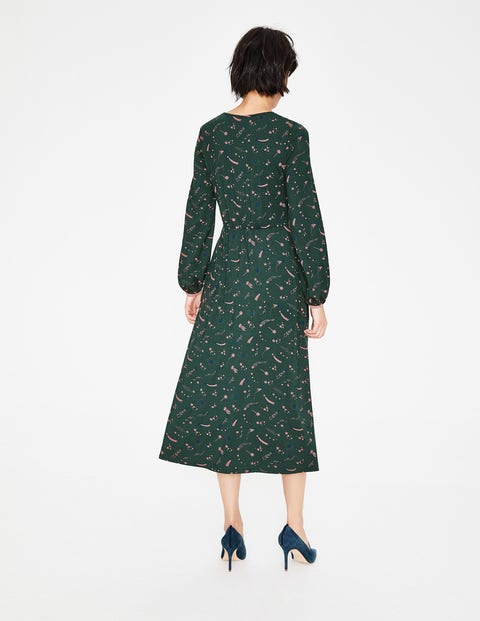 Flora Jersey Midi Dress - Chatsworth Green Cosmic Flora Jersey Midi Dress - Chatsworth Green Cosmic