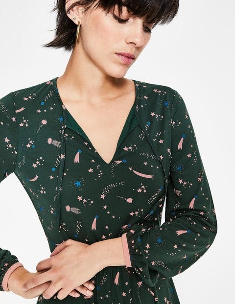 Flora Jersey Midi Dress - Chatsworth Green Cosmic Flora Jersey Midi Dress - Chatsworth Green Cosmic