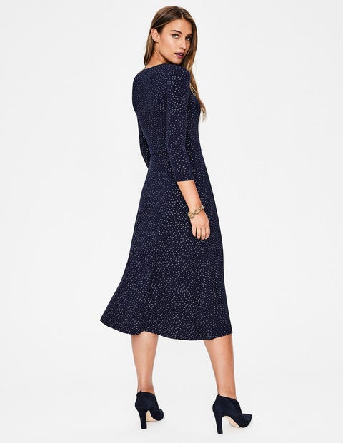 navy jersey midi dress