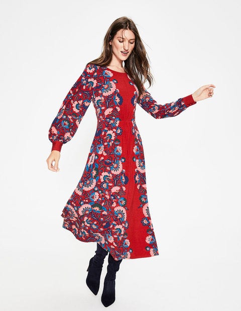 Zoe Jersey Midi Dress - Poinsettia Flourish Mirror Zoe Jersey Midi Dress - Poinsettia Flourish Mirror