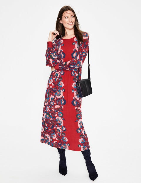 Zoe Jersey Midi Dress - Poinsettia Flourish Mirror Zoe Jersey Midi Dress - Poinsettia Flourish Mirror