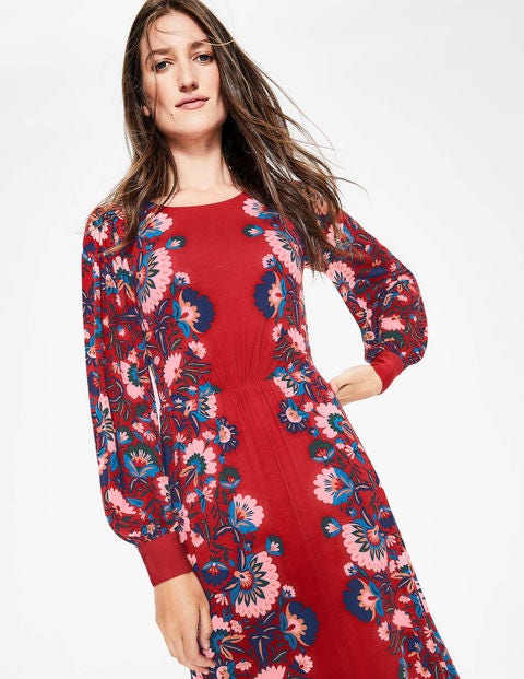 Zoe Jersey Midi Dress - Poinsettia Flourish Mirror Zoe Jersey Midi Dress - Poinsettia Flourish Mirror