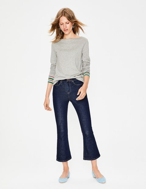 Striped Cuff Tee - Grey Multi Stripe Striped Cuff Tee - Grey Multi Stripe