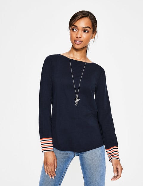 Striped Cuff Tee - Navy Multi Stripe Striped Cuff Tee - Navy Multi Stripe