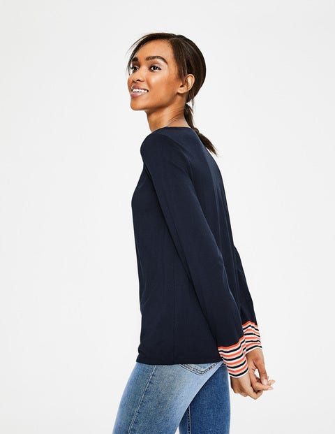 Striped Cuff Tee - Navy Multi Stripe Striped Cuff Tee - Navy Multi Stripe