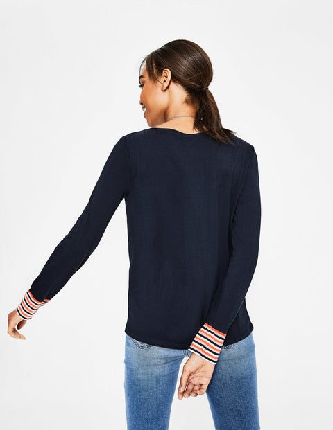 Striped Cuff Tee - Navy Multi Stripe Striped Cuff Tee - Navy Multi Stripe