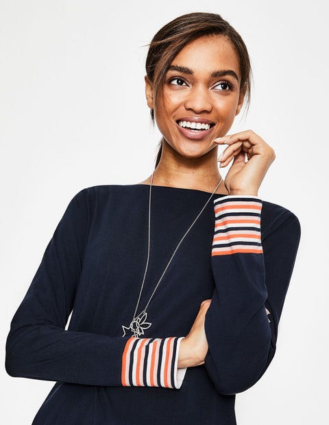 Striped Cuff Tee - Navy Multi Stripe Striped Cuff Tee - Navy Multi Stripe