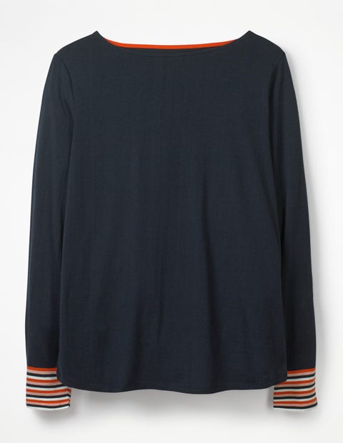 Striped Cuff Tee - Navy Multi Stripe Striped Cuff Tee - Navy Multi Stripe
