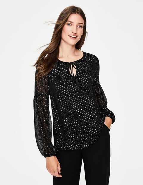 Hazel Foil Spot Top - Black Metallic Spot Hazel Foil Spot Top - Black Metallic Spot
