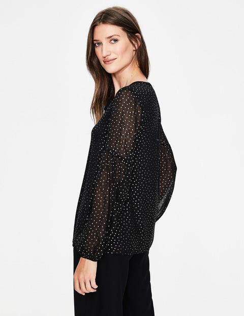Hazel Foil Spot Top - Black Metallic Spot Hazel Foil Spot Top - Black Metallic Spot